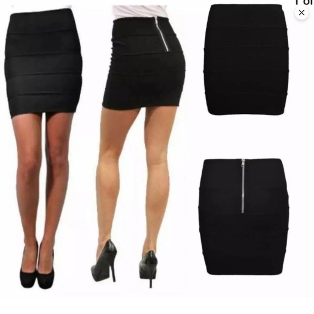 Topshop Black Bandage Bodycon Mini Skirt